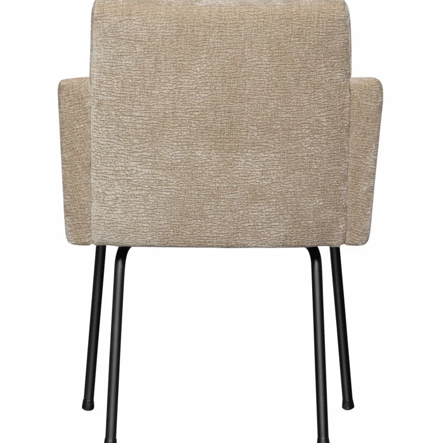 Woood MOUNT eetkamerstoel met armleuning 3D chenille zand