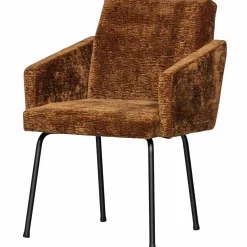 Woood MOUNT eetkamerstoel met armleuning 3D chenille midden bruin