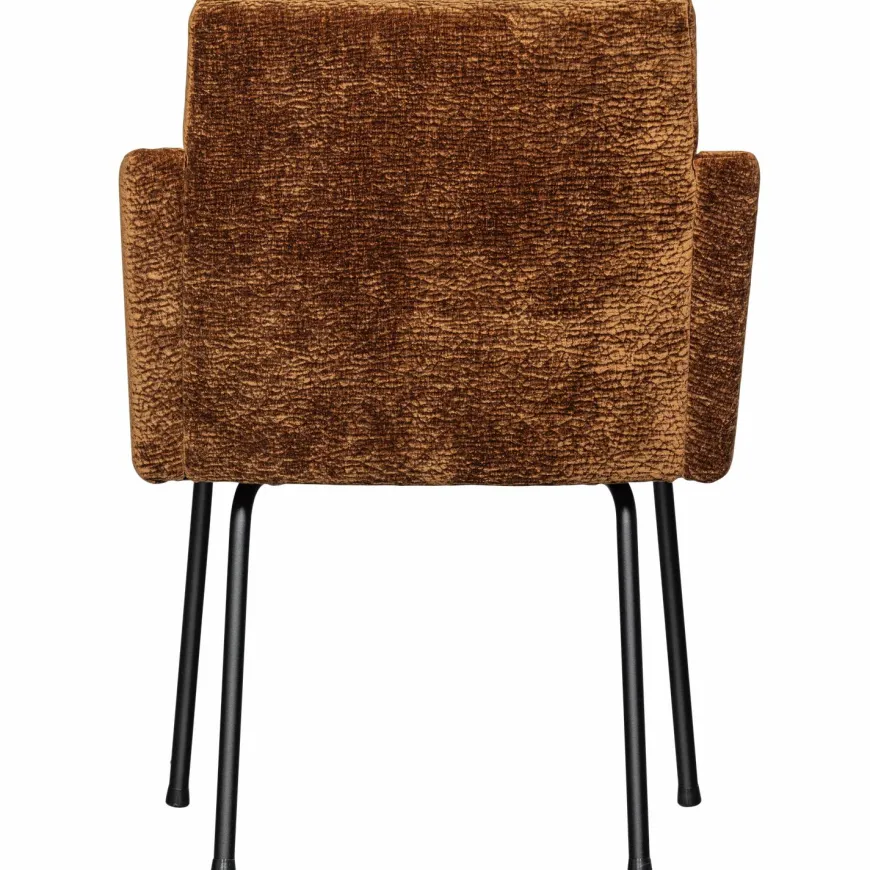 Woood MOUNT eetkamerstoel met armleuning 3D chenille midden bruin
