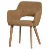 Woood Murat eetkamerstoel geel met houten poot naturel