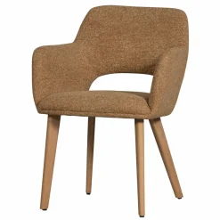 Woood Murat eetkamerstoel geel met houten poot naturel