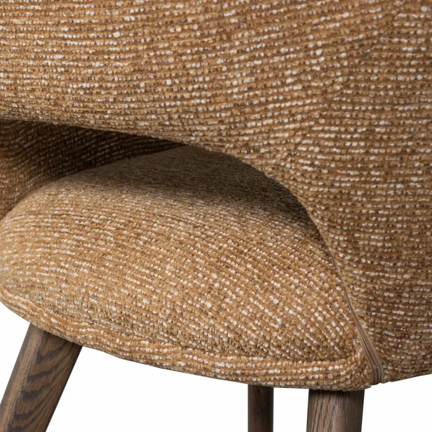 Woood Murat eetkamerstoel geel met houten poot donkerbruin