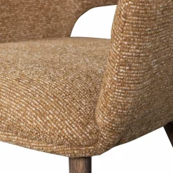 Woood Murat eetkamerstoel geel met houten poot donkerbruin