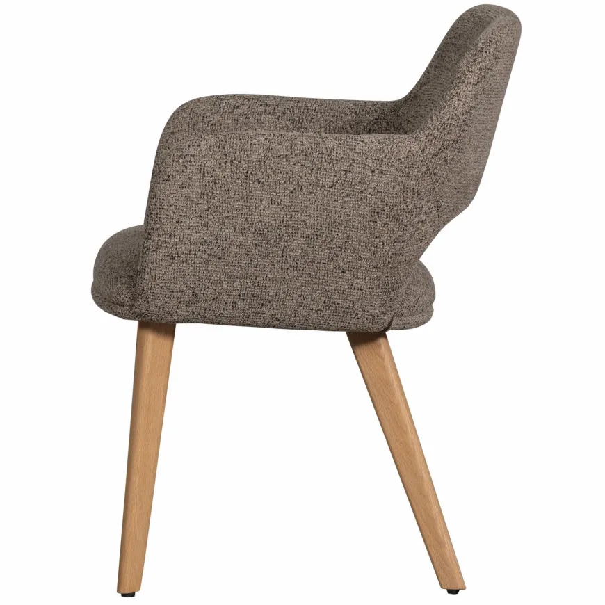 Woood Murat eetkamerstoel taupe met houten poot naturel