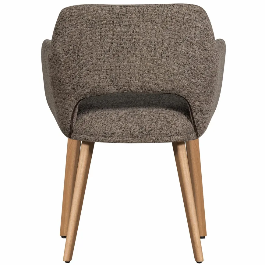 Woood Murat eetkamerstoel taupe met houten poot naturel