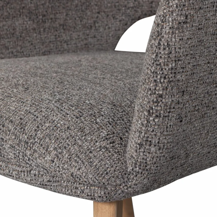 Woood Murat eetkamerstoel taupe met houten poot naturel