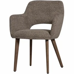 Woood Murat eetkamerstoel taupe met houten poot mystic brown
