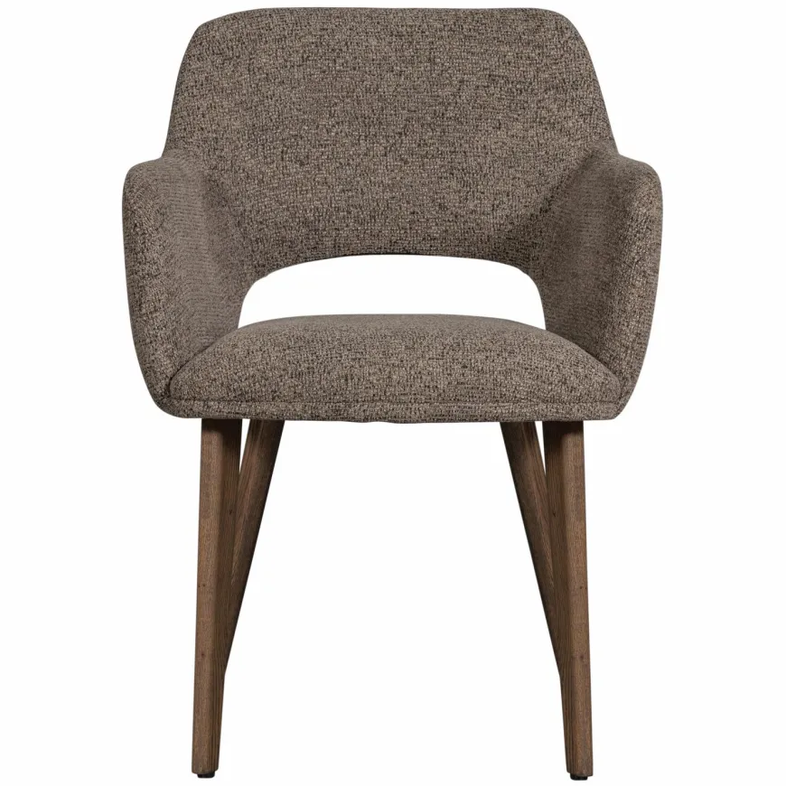 Woood Murat eetkamerstoel taupe met houten poot mystic brown