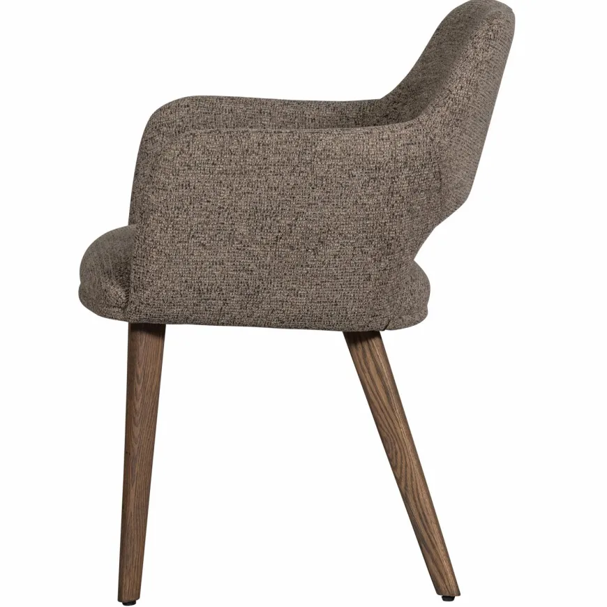 Woood Murat eetkamerstoel taupe met houten poot mystic brown