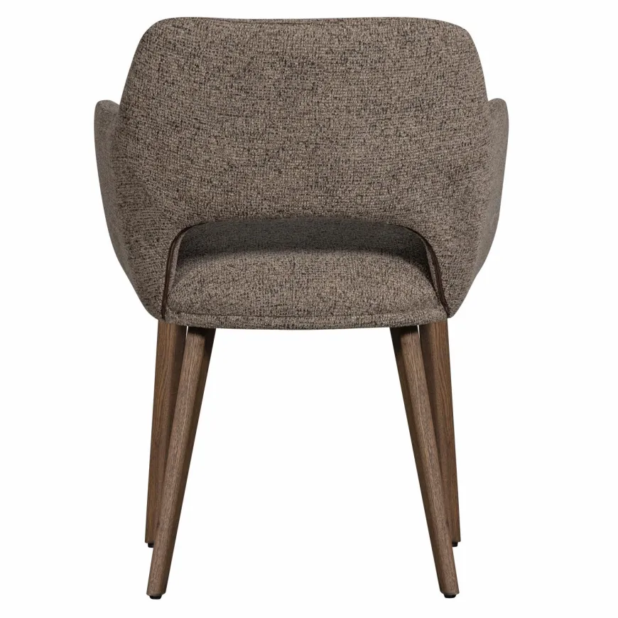 Woood Murat eetkamerstoel taupe met houten poot mystic brown