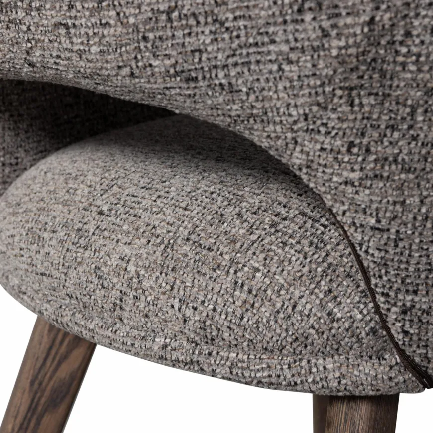 Woood Murat eetkamerstoel taupe met houten poot mystic brown