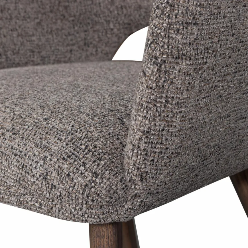 Woood Murat eetkamerstoel taupe met houten poot mystic brown