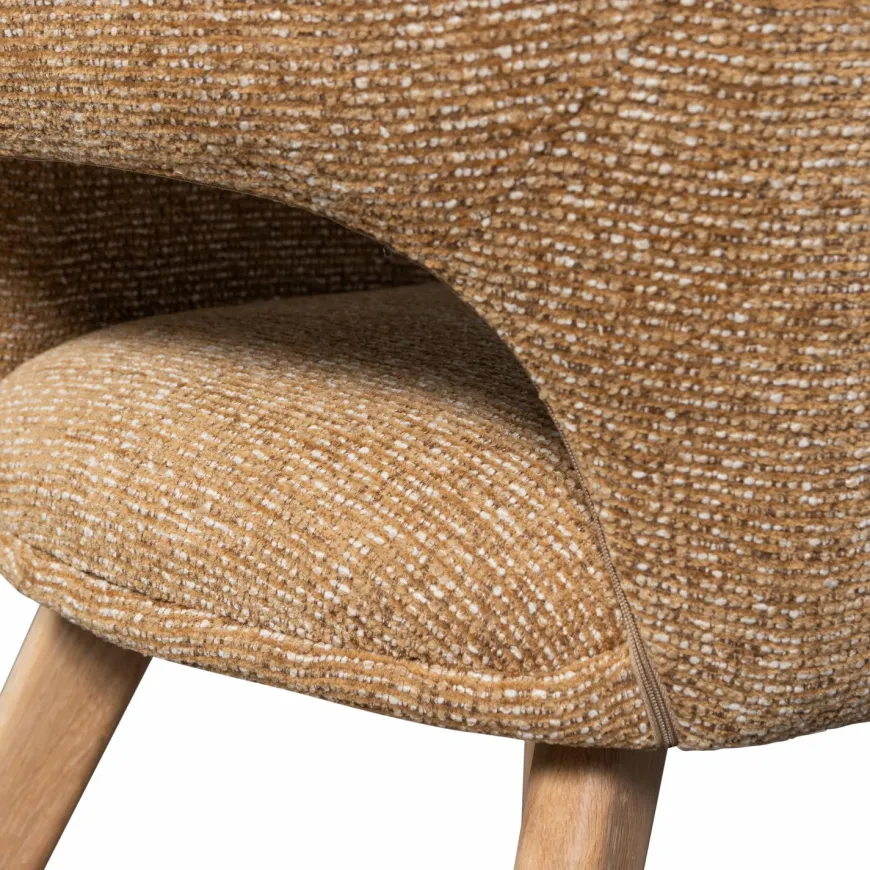 Woood Murat eetkamerstoel geel met houten poot naturel