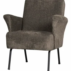 Woood Muse fauteuil grof geweven stof grijs/bruin