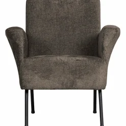 Woood Muse fauteuil grof geweven stof grijs/bruin