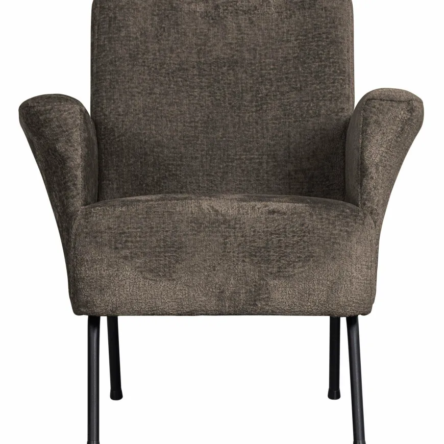 Woood Muse fauteuil grof geweven stof grijs/bruin