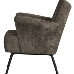 Woood Muse fauteuil grof geweven stof grijs/bruin