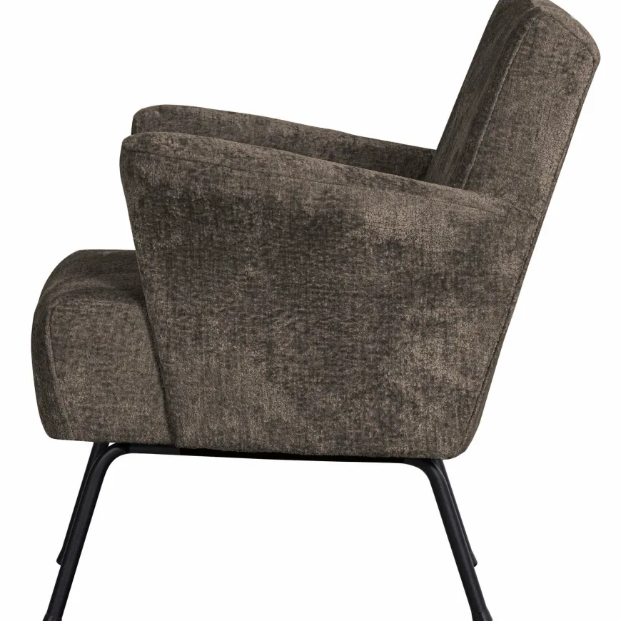 Woood Muse fauteuil grof geweven stof grijs/bruin