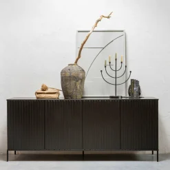 Woood New Gravure Dressoir 200 Cm Grenen Zwart [fsc]