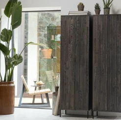 Woood New Gravure Hoge Kast Met Lade Essen Espresso [fsc]