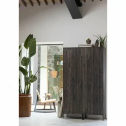 Woood New Gravure Hoge Kast Met Lade Essen Espresso [fsc]
