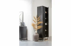 Woood New Gravure Hoge Kast Met Lade Grenen Zwart [fsc]