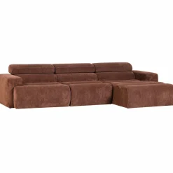 Woood Novi chaise longue bank rechts ribstof terra