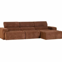 Woood Novi chaise longue bank rechts ribstof terra