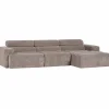 Woood Novi chaise longue bank rechts ribstof zand