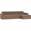 Woood Novi chaise longue bank rechts ribstof taupe