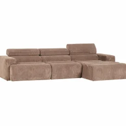 Woood Novi chaise longue bank rechts ribstof taupe