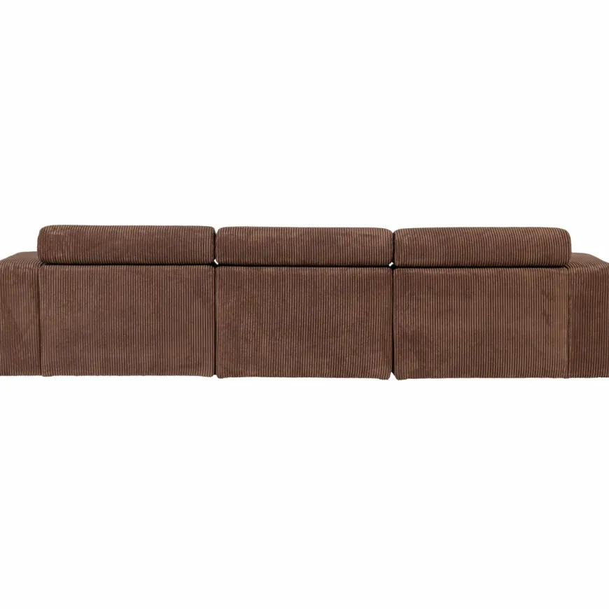 Woood Novi chaise longue bank links ribstof mokkabruin