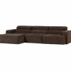 Woood Novi chaise longue bank links donkerbruin melange