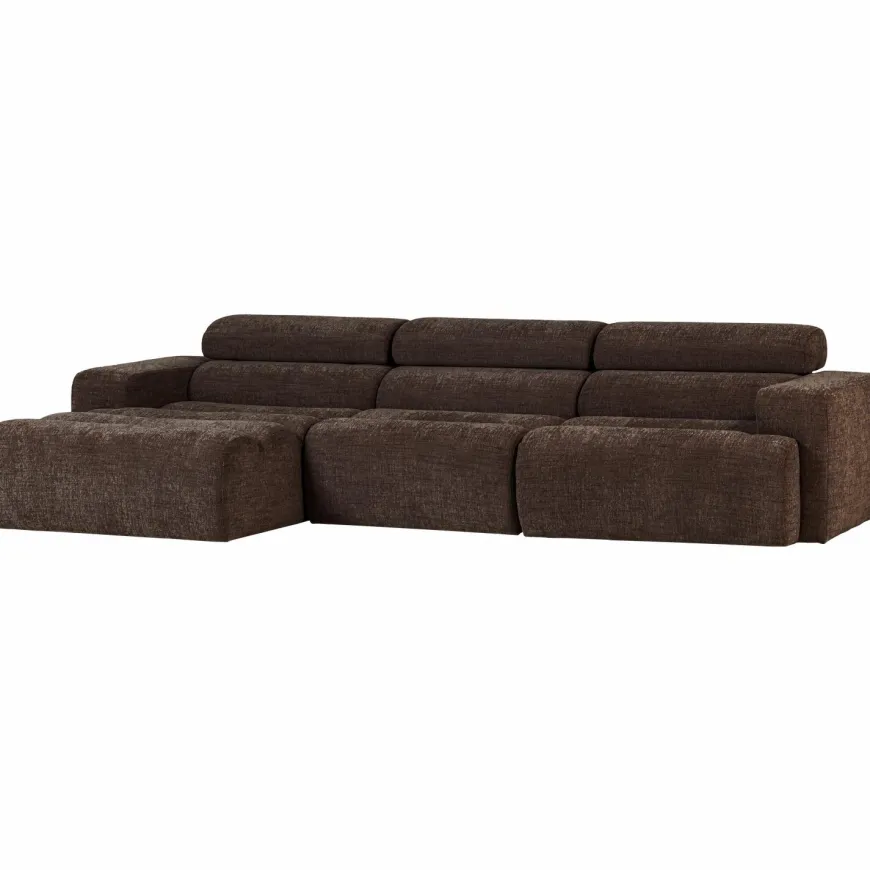 Woood Novi chaise longue bank links donkerbruin melange