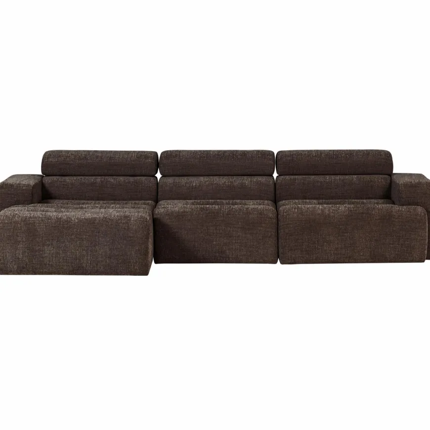 Woood Novi chaise longue bank links donkerbruin melange