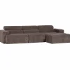 Woood Novi chaise longue bank rechts ribstof grijsbruin