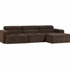 Woood Novi chaise longue bank rechts donkerbruin melange