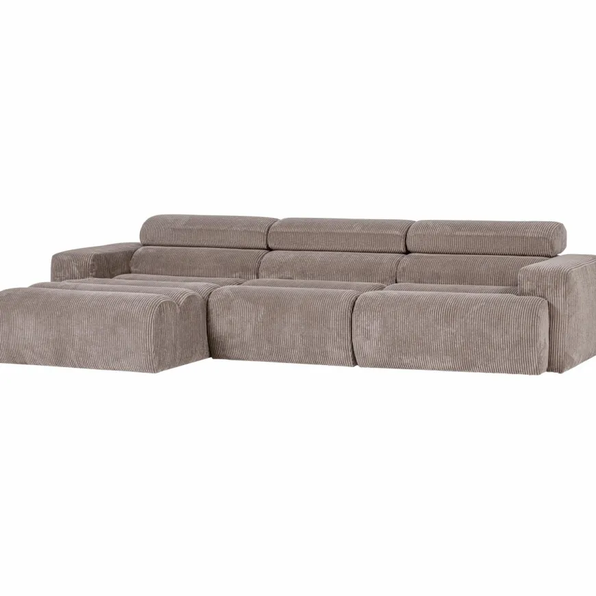 Woood Novi chaise longue bank links ribstof zand