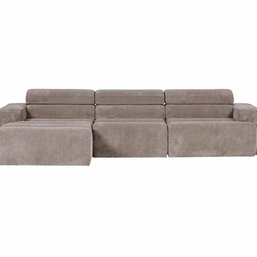 Woood Novi chaise longue bank links ribstof zand