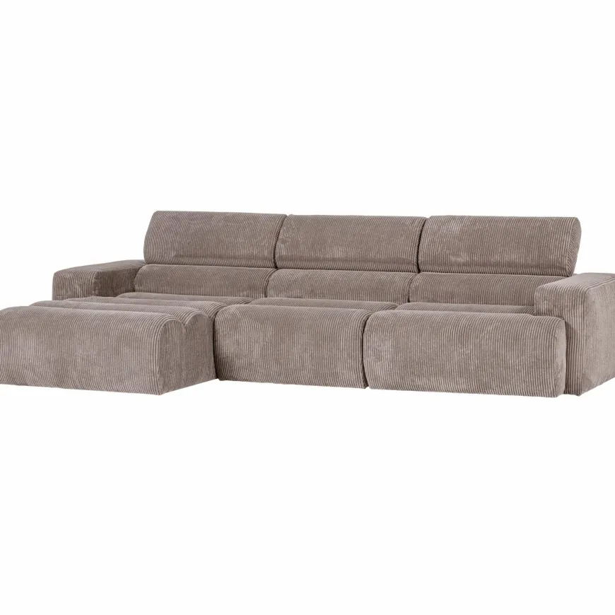 Woood Novi chaise longue bank links ribstof zand