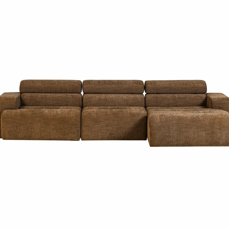 Woood Novi chaise longue bank rechts karamelbruin melange