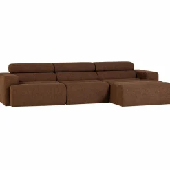 Woood Novi chaise longue bank rechts boucle mokkabruin
