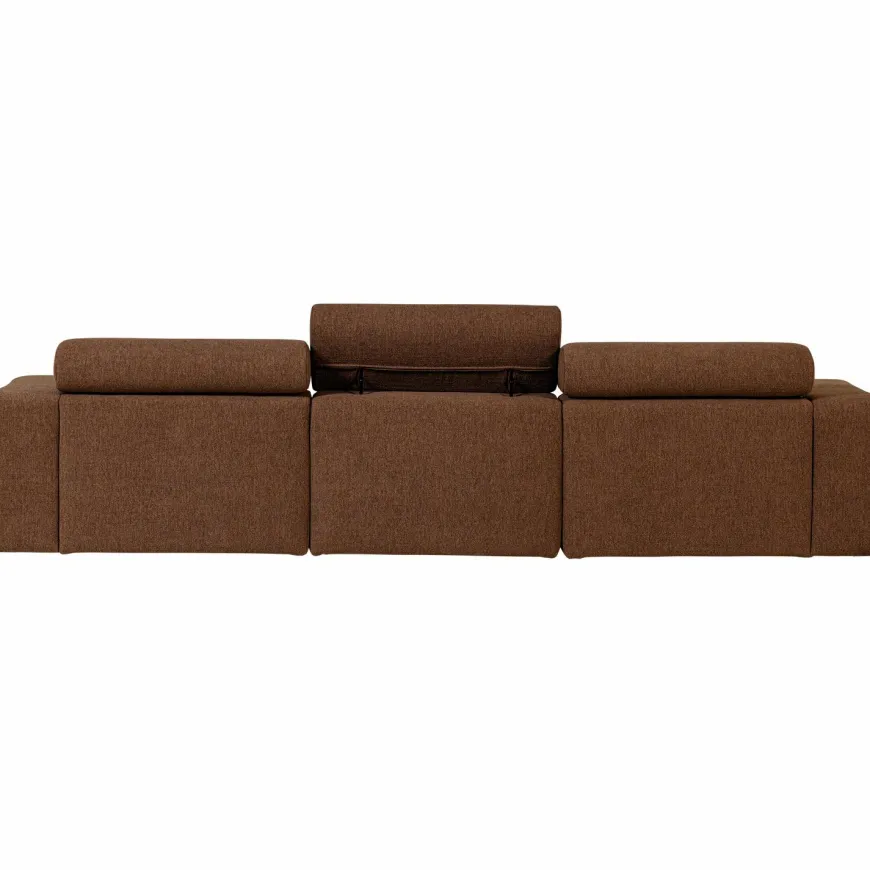 Woood Novi chaise longue bank rechts boucle mokkabruin