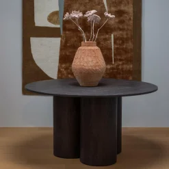 Woood Oona eettafel rond met 3-poot mdf donkerbruin ø140cm