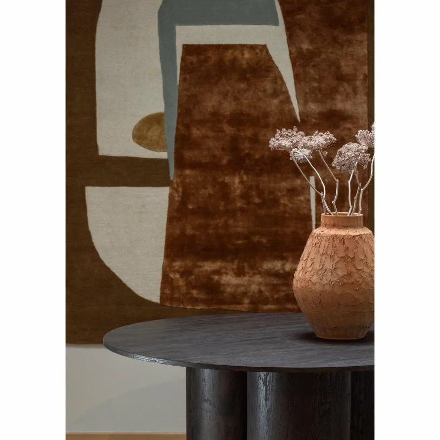 Woood Oona eettafel rond met 3-poot mdf donkerbruin ø140cm