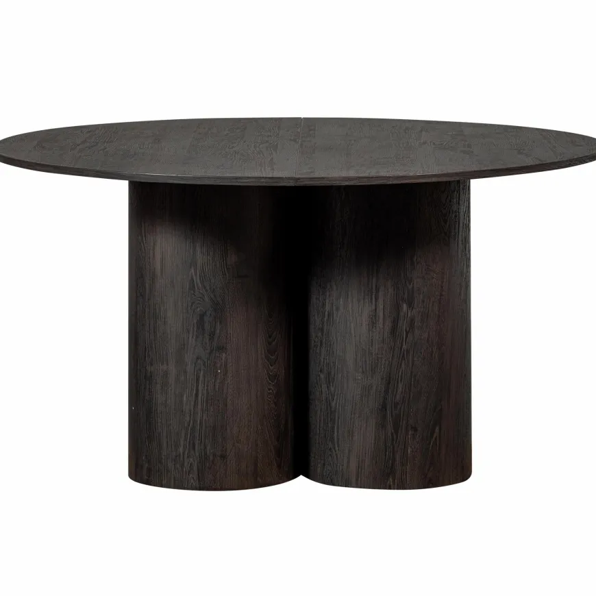 Woood Oona eettafel rond met 3-poot mdf donkerbruin ø140cm