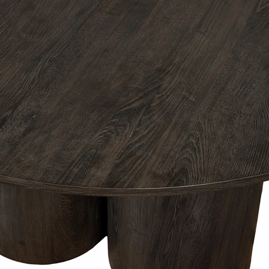 Woood Oona eettafel rond met 3-poot mdf donkerbruin ø140cm