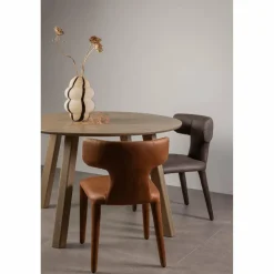 Woood Permit eetkamerstoel leerlook cognac