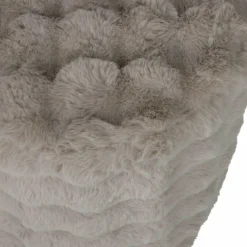 Woood Poef Olven hoog fluffy stof naturel