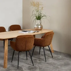 Woood RUNA eetkamerstoel chenille caramel bruin/geel